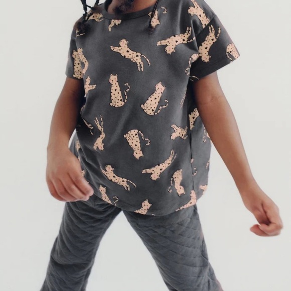 Zara Kids toddler girl tee short sleeve jaguar leopard print crewneck casual - Picture 1 of 6